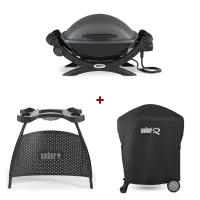  Set Gratar electric Weber Q1400 - Antracit + husa integrala + suport cu picioare 